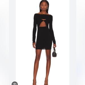 NWT NBD Black Stephanie Knit Long Sleeve Cutout Mini Dress Small